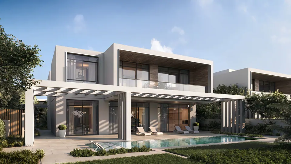 Bashayer Villas: villa with a pergola terrace and private pool, developer render