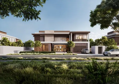 Nawayef Heights: street front of a Heights 3 villa, developer render