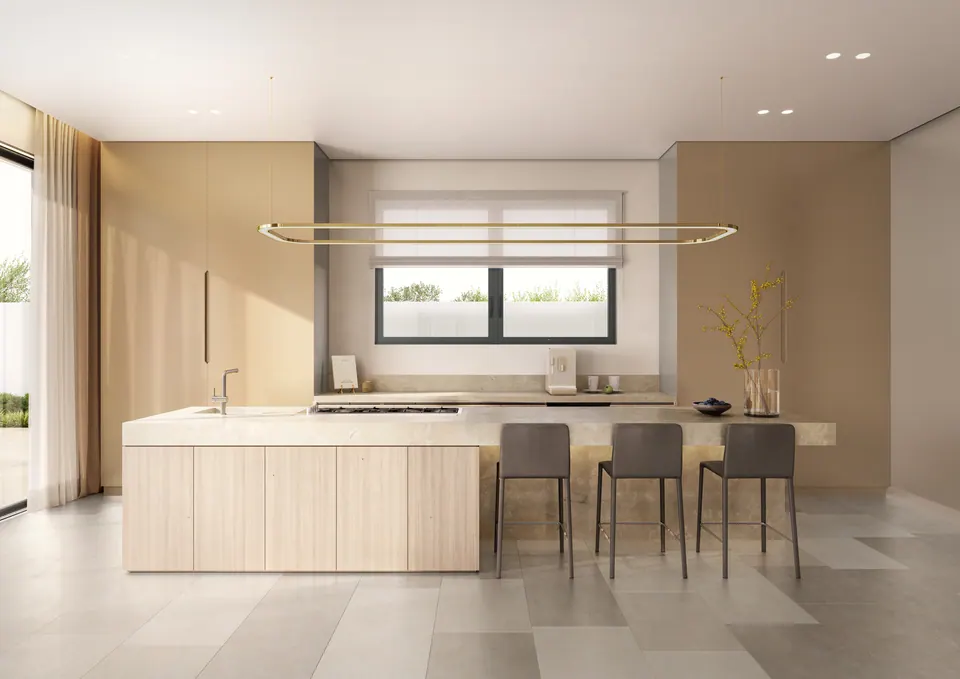 Nawayef Heights: kitchen of a Heights 6 villa, developer render