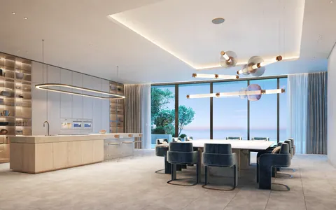 Nawayef Mansions: kitchen and dining room with sea views, developer render