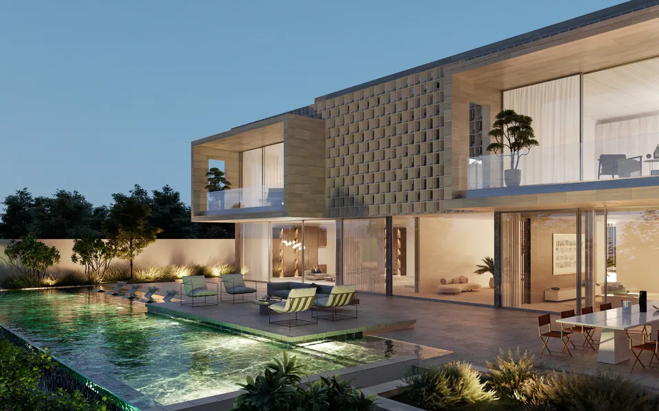 Nawayef Mansions: the same Mansion T3 rear in its G+2 form, developer render