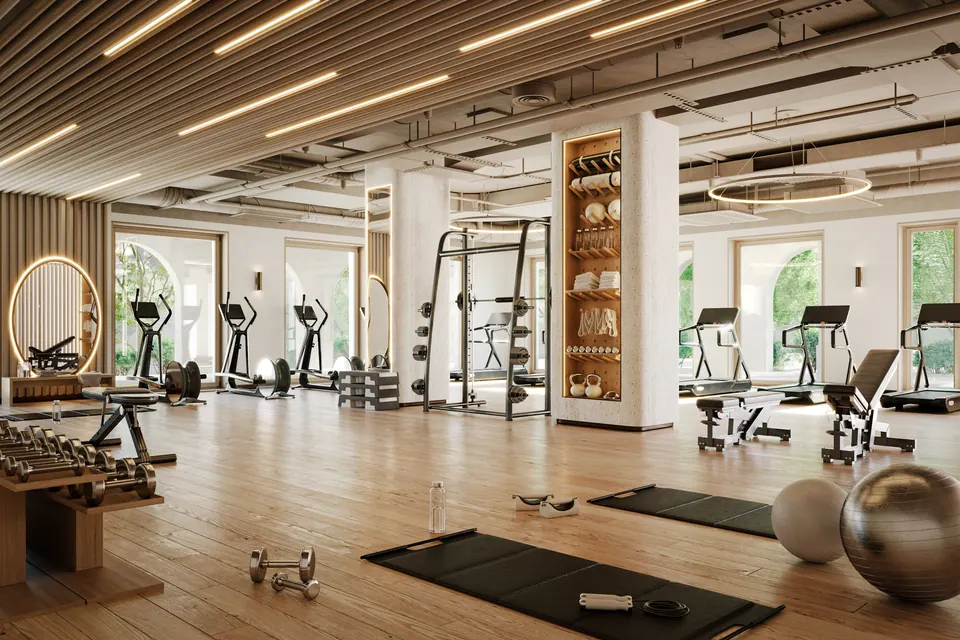 Nawayef Park Views: residents’ gym with exercise machines, developer render