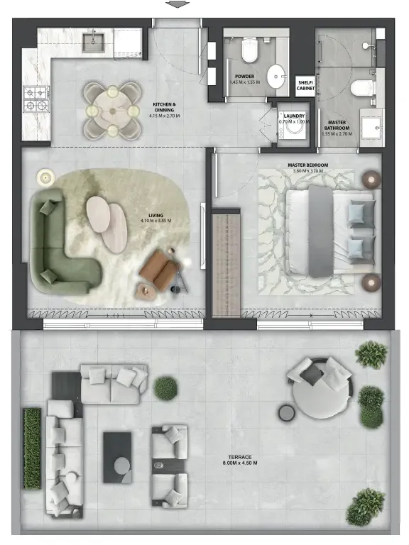 Arancia Yards 2 1 bed floor plan, 1,017 sqft