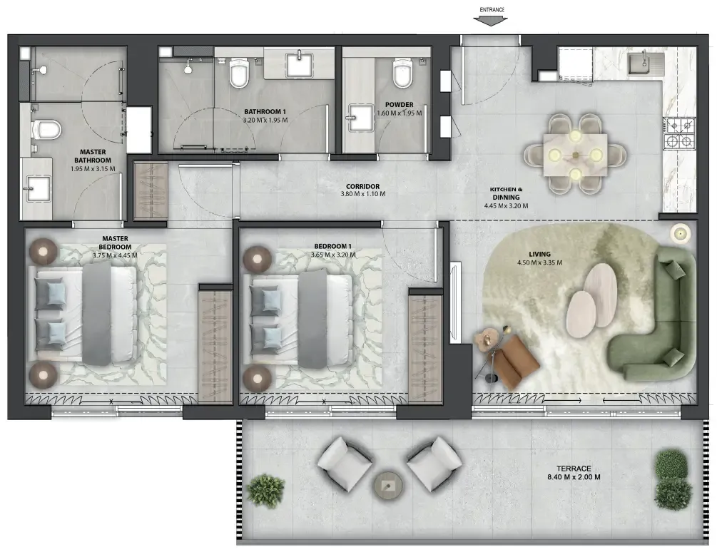 Arancia Yards 2 2 bed floor plan, 1,093 sqft