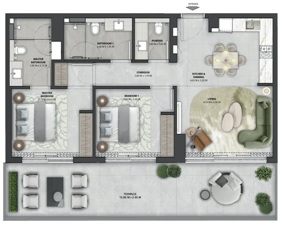 Arancia Yards 2 2 bed floor plan, 1,284 sqft