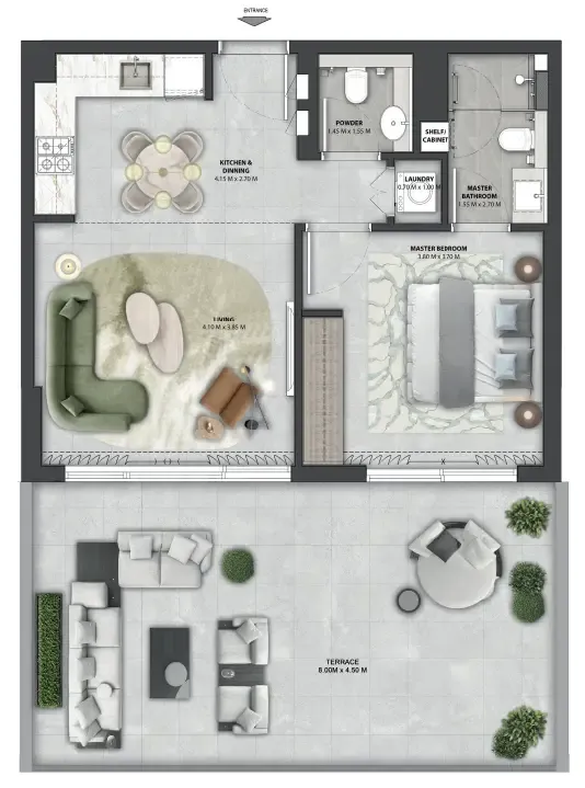 Arancia Yards 2 1 bed floor plan, 1,024 sqft