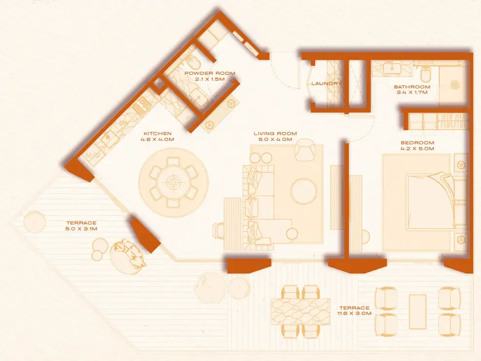 Avenew 888 - Loom 1 bed floor plan, 1,473 sqft