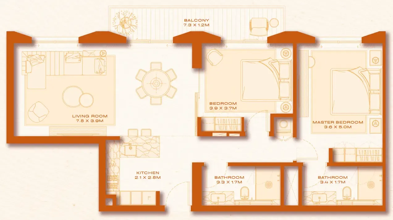 Avenew 888 - Loom 2 bed floor plan, 1,161 sqft