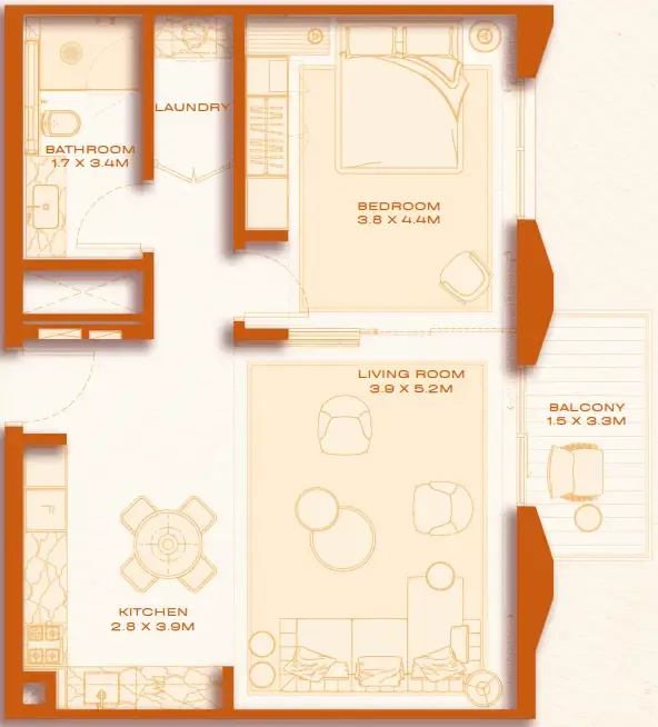 Avenew 888 - Loom 1 bed floor plan, 793 sqft