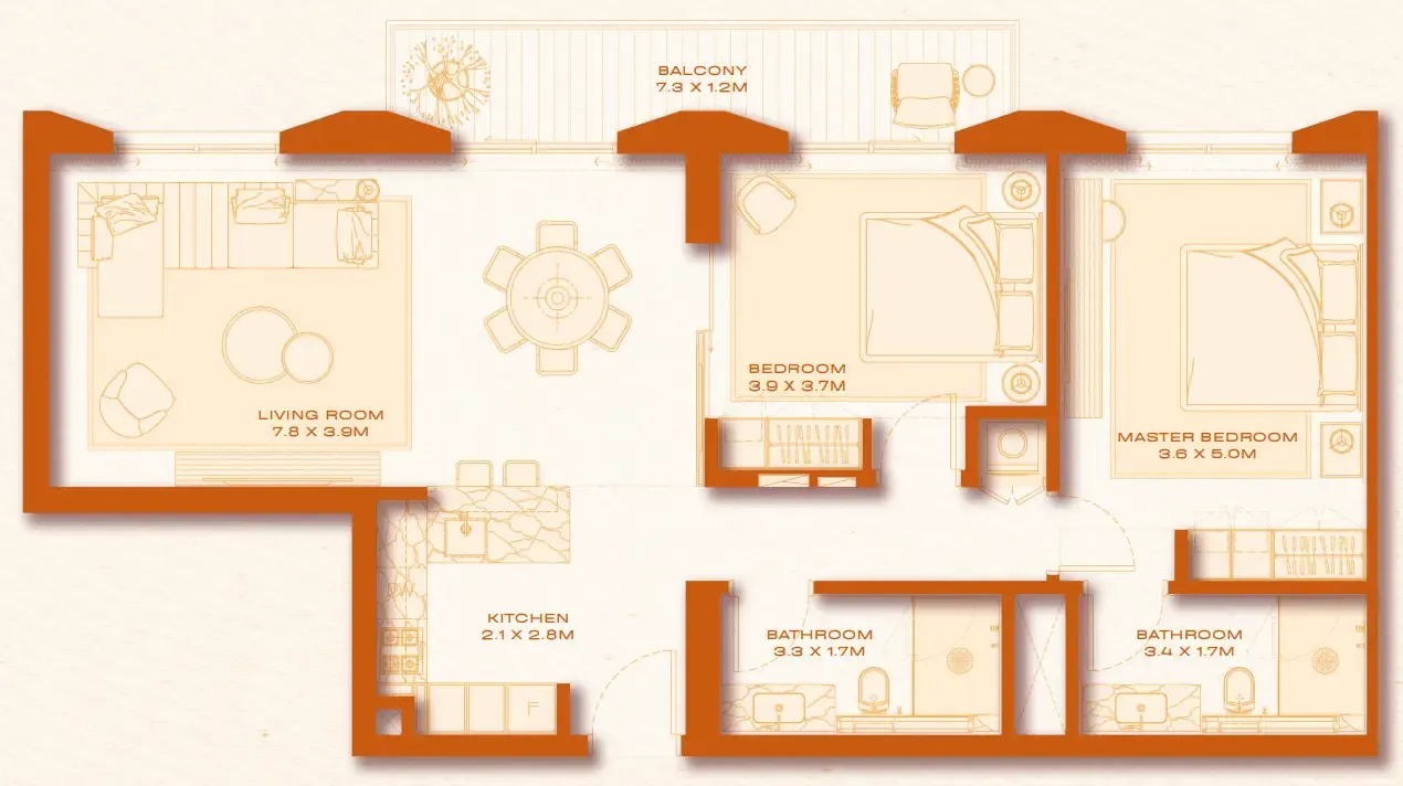 Avenew 888 - Loom 2 bed floor plan, 1,161 sqft