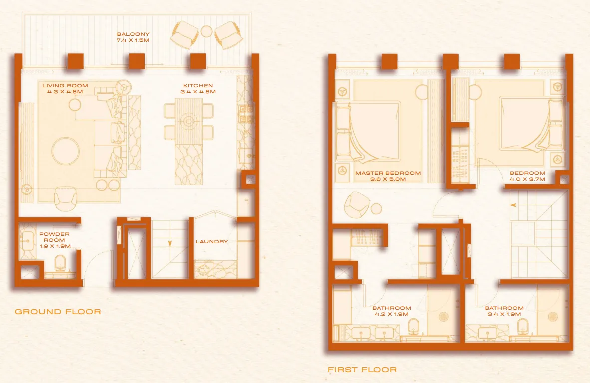 Avenew 888 - Loom 2 bed floor plan, 1,462 sqft