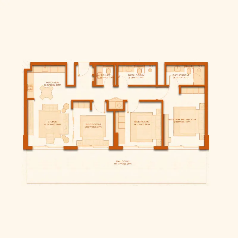 Avenew 888 - Modo 3 bed floor plan, 1,674 sqft