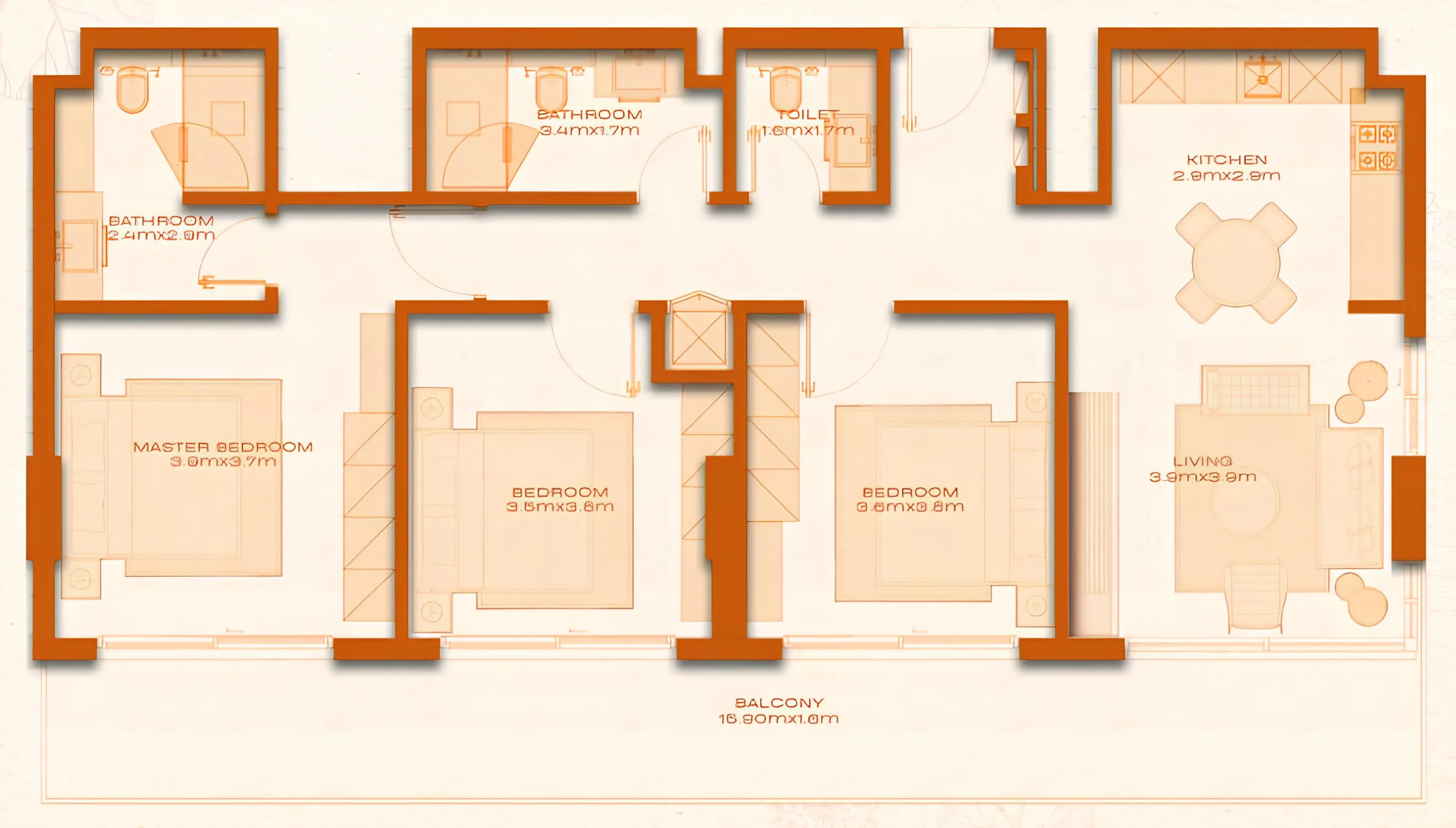 Avenew 888 - Modo 3 bed floor plan, 1,438 sqft