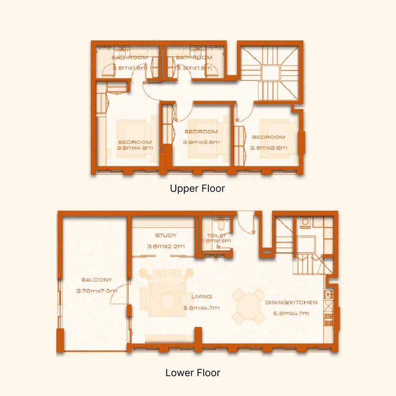Avenew 888 - Modo 3 bed floor plan, 2,058 sqft