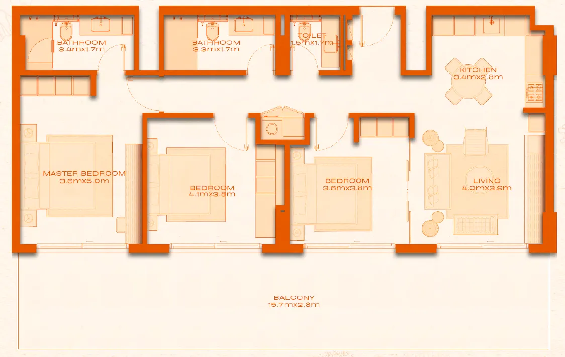 Avenew 888 - Modo 3 bed floor plan, 1,685 sqft