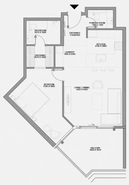 Cheval Residences 1 bed floor plan, 866 sqft