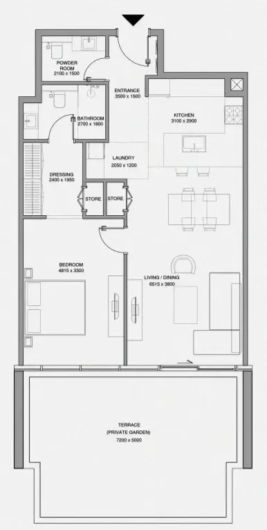 Cheval Residences 1 bed floor plan, 1,205 sqft