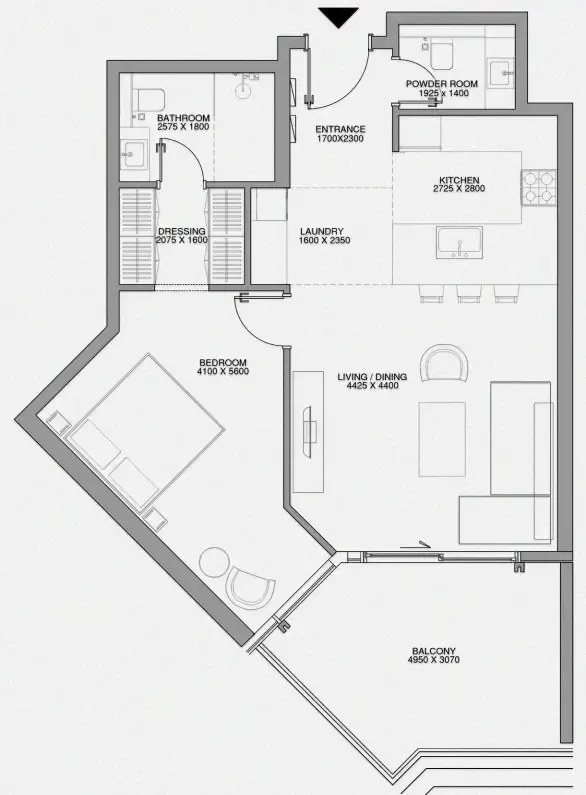 Cheval Residences 1 bed floor plan, 866 sqft