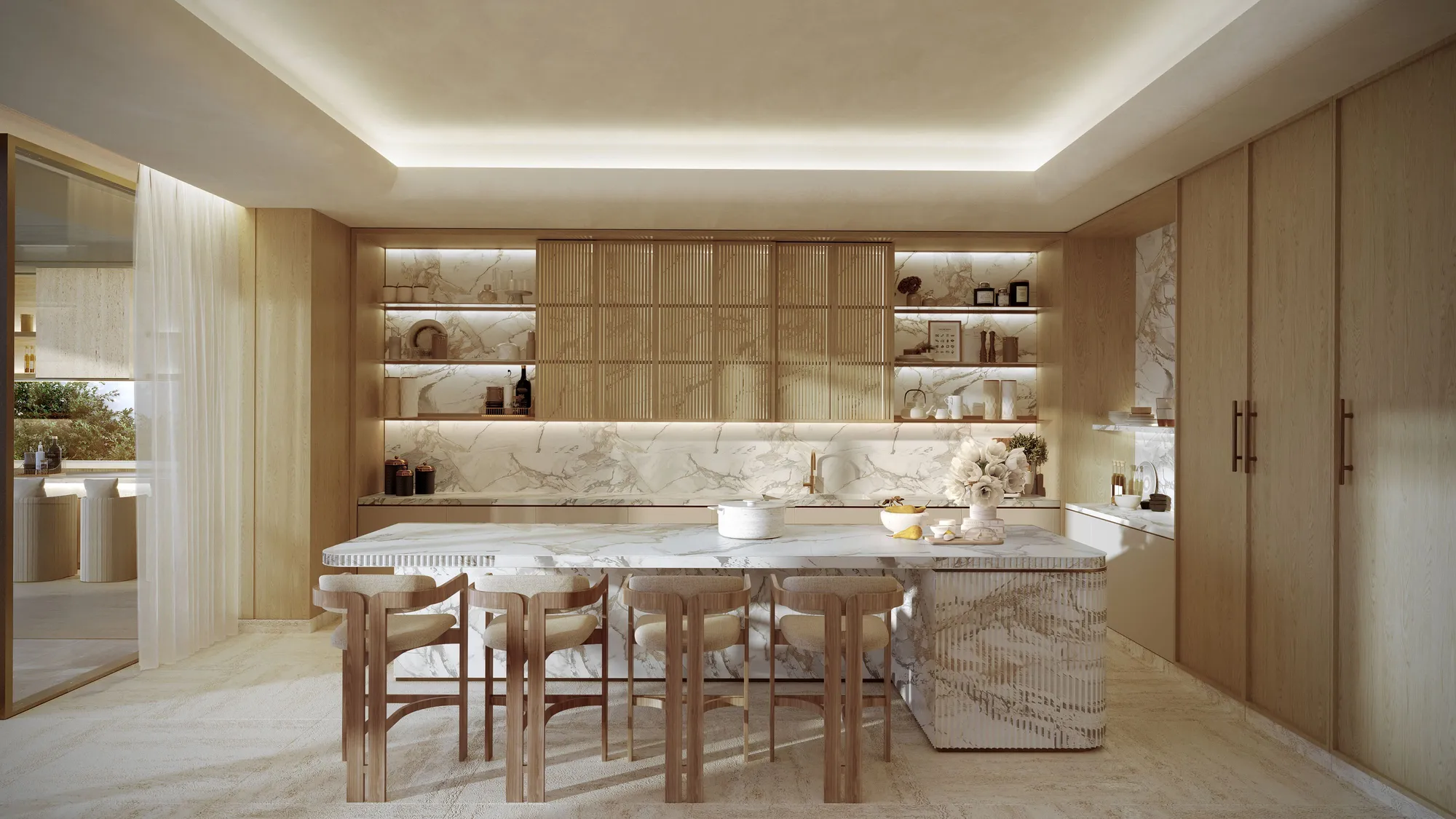 A seven-bedroom villa kitchen in the Light palette