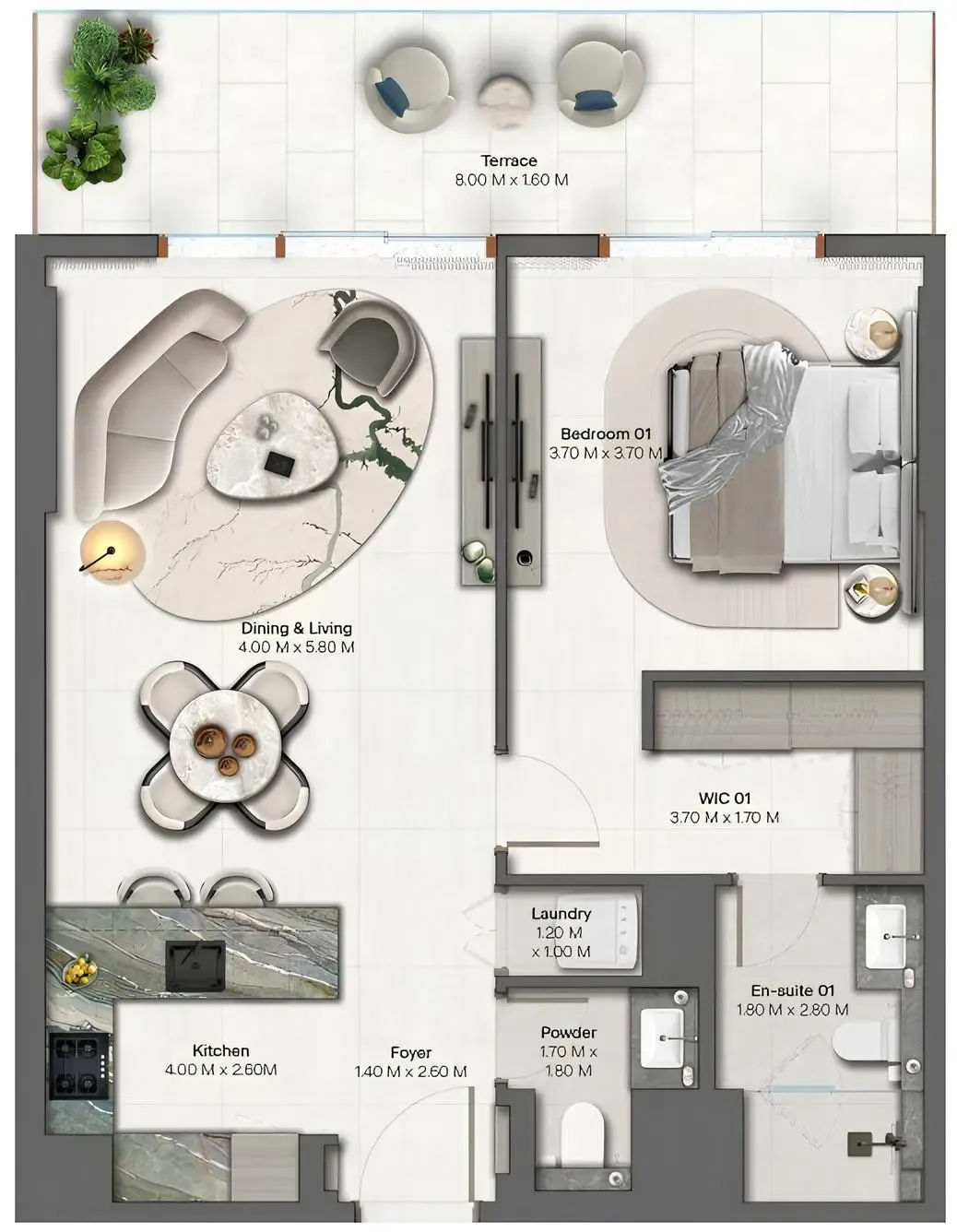 Hado by Beyond 1 bed floor plan, 904 sqft