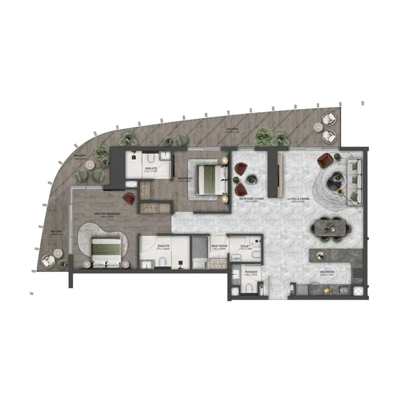 Kanyon by Beyond 2 bed floor plan, 1,415 – 1,534 sqft