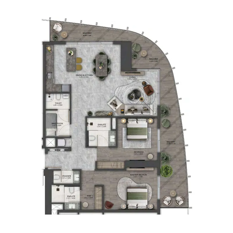 Kanyon by Beyond 2 bed floor plan, 1,486 sqft