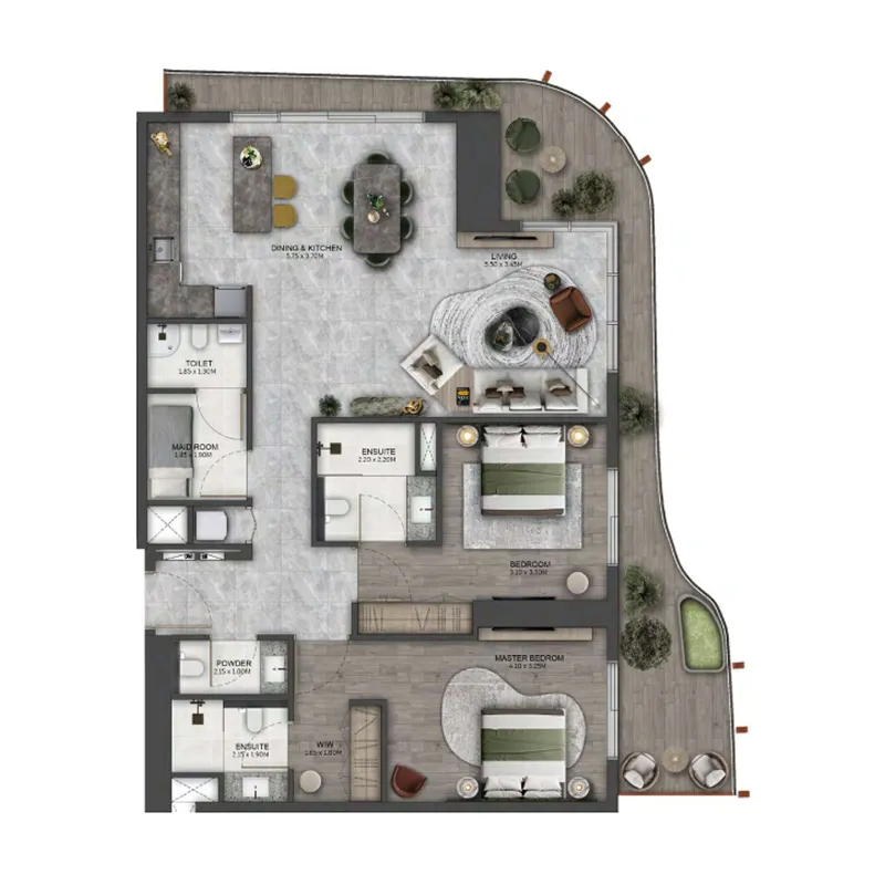 Kanyon by Beyond 2 bed floor plan, 1,435 sqft