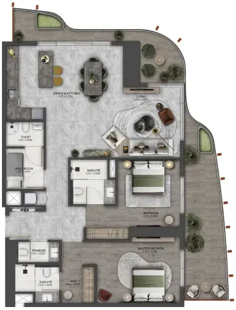 Kanyon by Beyond 2 bed floor plan, 1,331 sqft