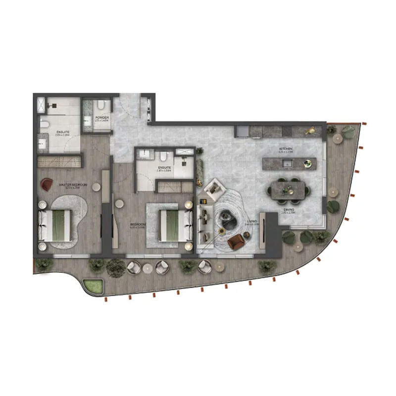 Kanyon by Beyond 2 bed floor plan, 1,354 sqft