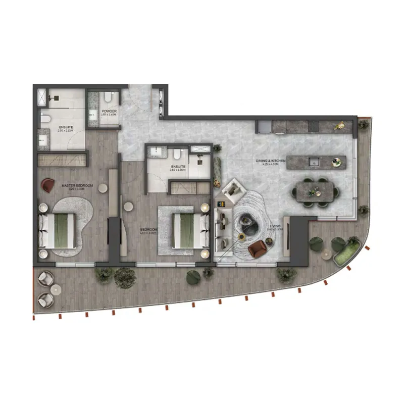 Kanyon by Beyond 2 bed floor plan, 1,348 sqft