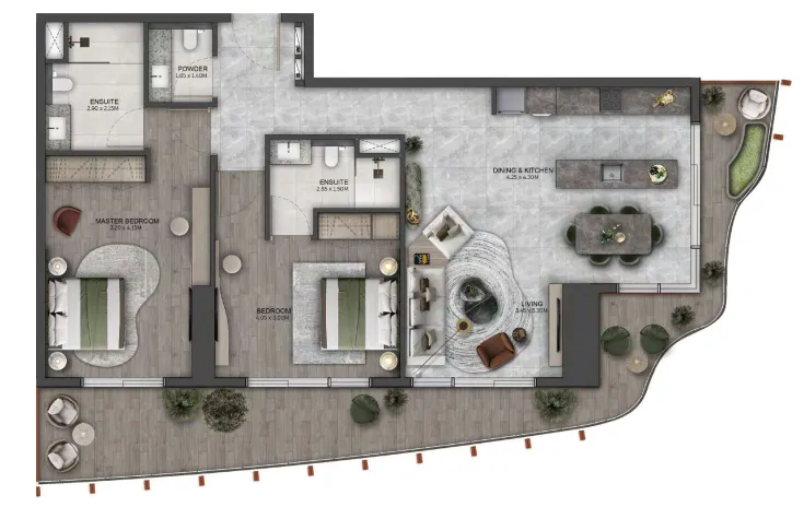 Kanyon by Beyond 2 bed floor plan, 1,361 sqft