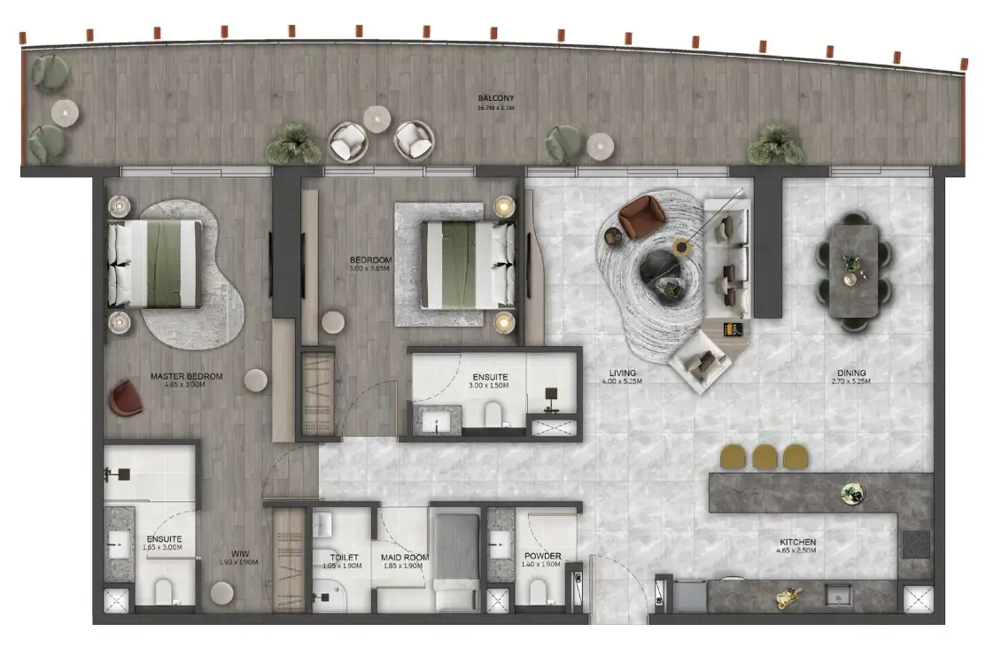 Kanyon by Beyond 2 bed floor plan, 1,649 sqft