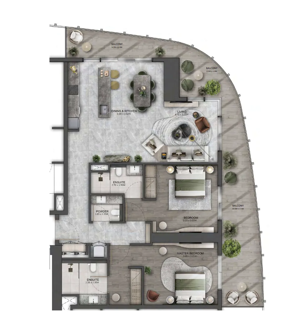 Kanyon by Beyond 2 bed floor plan, 1,294 – 1,438 sqft