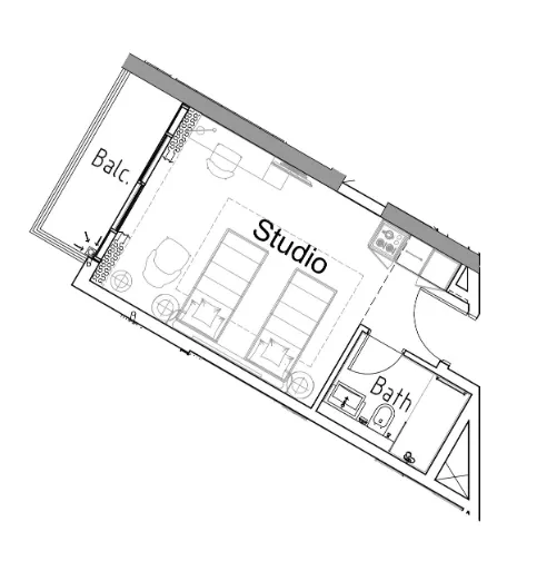 Damac Hills 2 - Hotel Edge by Rotana Studio floor plan, 356 sqft
