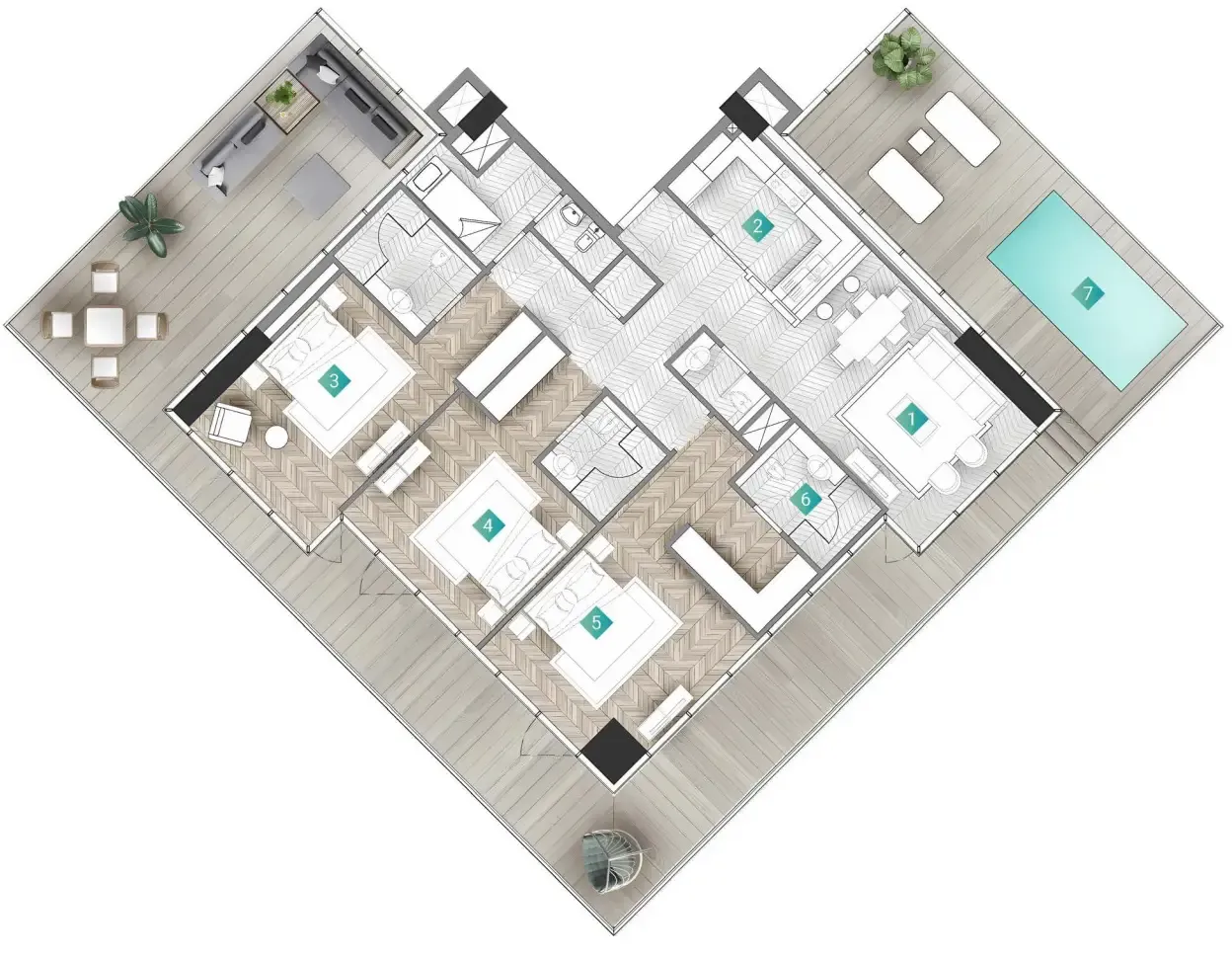 Moonstone Interiors by Missoni 3 bed floor plan, 2,019 sqft