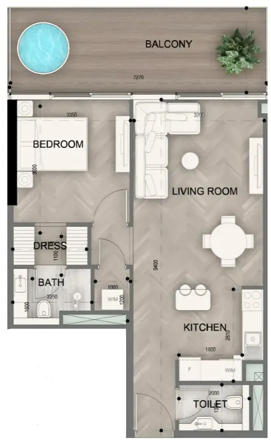 Sky Line by Peace Homes 1 bed floor plan, 824 sqft