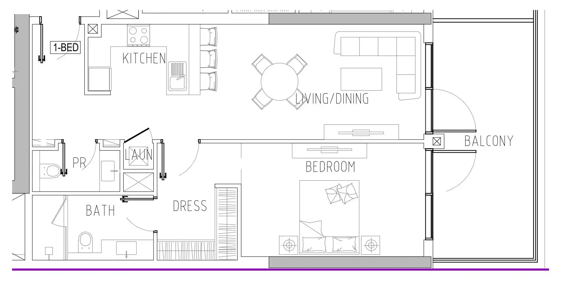 Damac Riverside Views 1 bed floor plan, 960 sqft