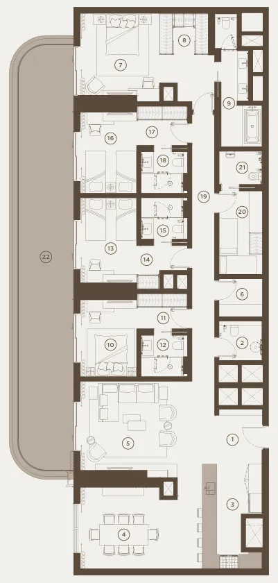 Rixos Al Reem Residences 4 bed floor plan, 2,941 sqft