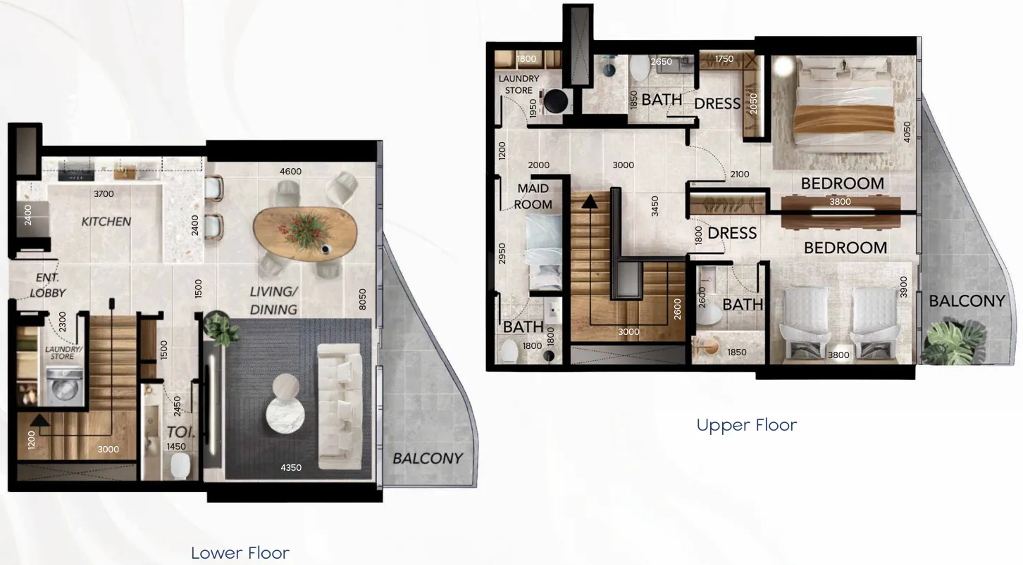 Radiant Waves 2 bed floor plan, 1,788 sqft