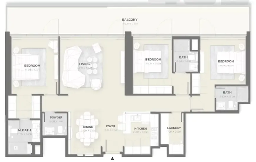 Tonino Lamborghini Residences 3 bed floor plan, 1,881 sqft