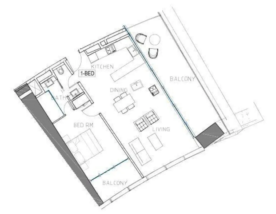 Safa Two de Grisogono 1 bed floor plan, 1,203 sqft
