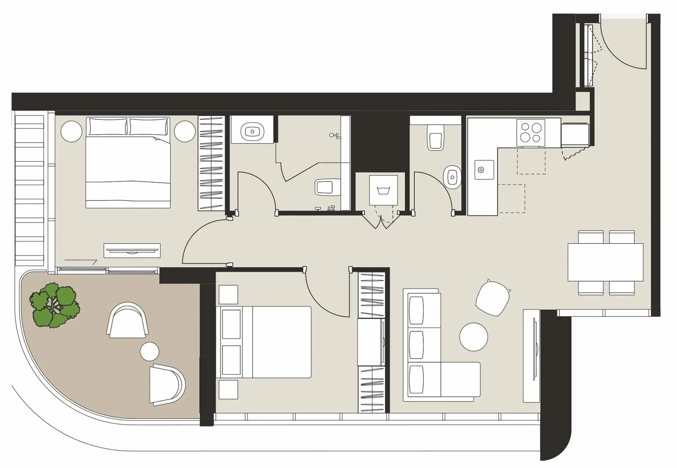 Artistry Two Residences 2 bed floor plan, 910 sqft