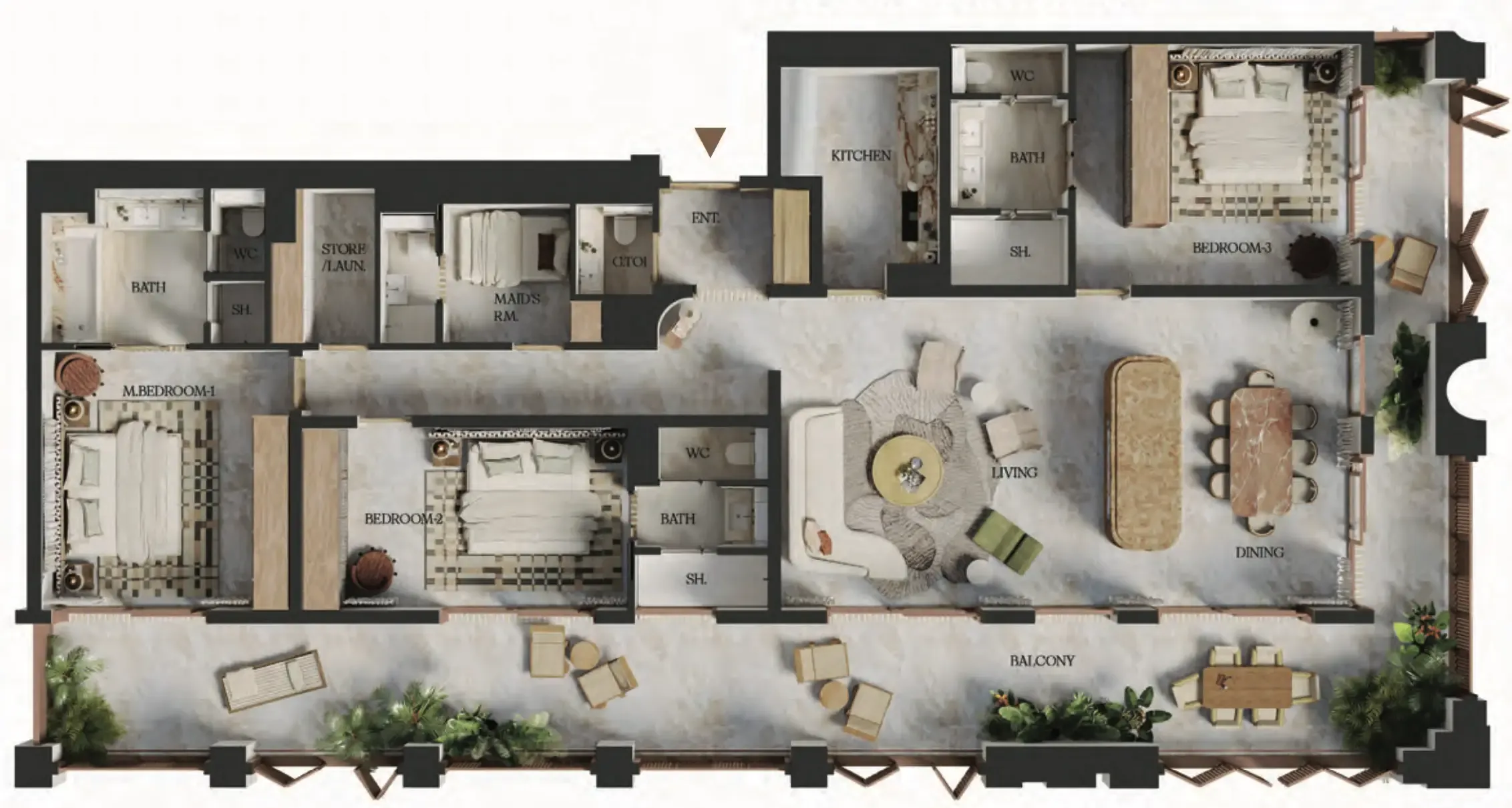 Elire Managed by LUX 3 bed floor plan, 2,621 sqft