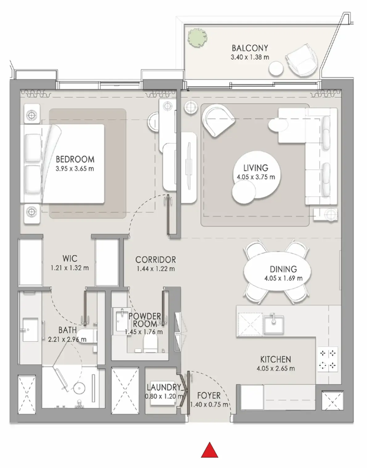 City Walk Crestlane 1 bed floor plan, 844 sqft