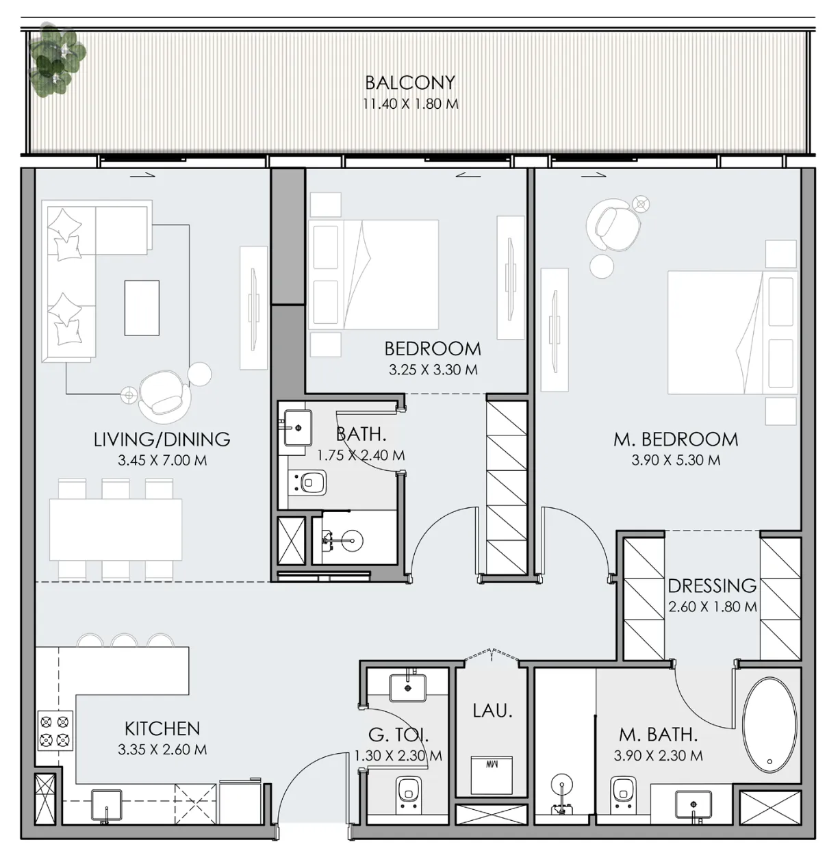 Do Hotels and Residences 2 bed floor plan, 1,417 sqft