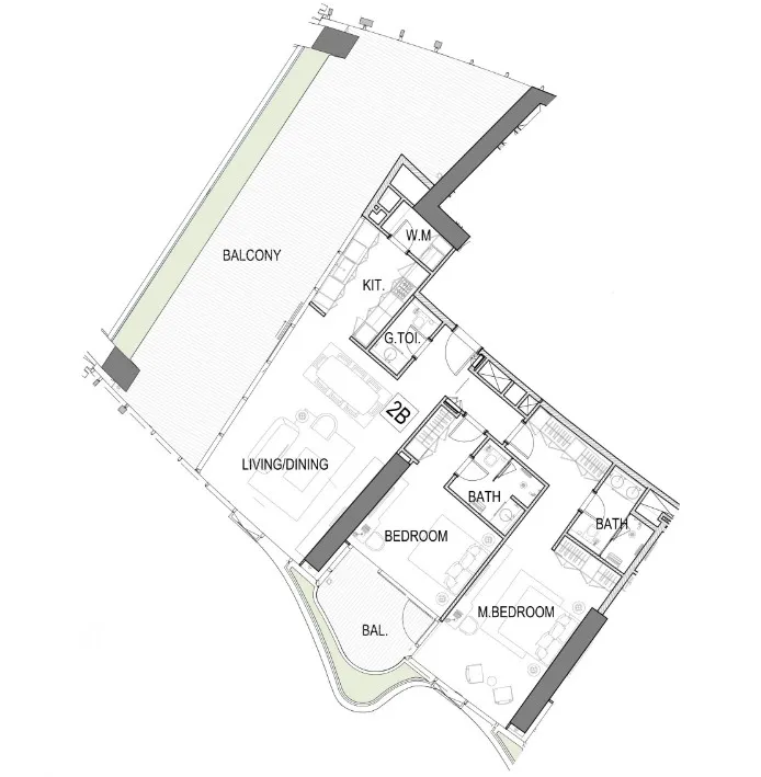 Safa One de Grisogono 2 bed floor plan, 2,230 sqft