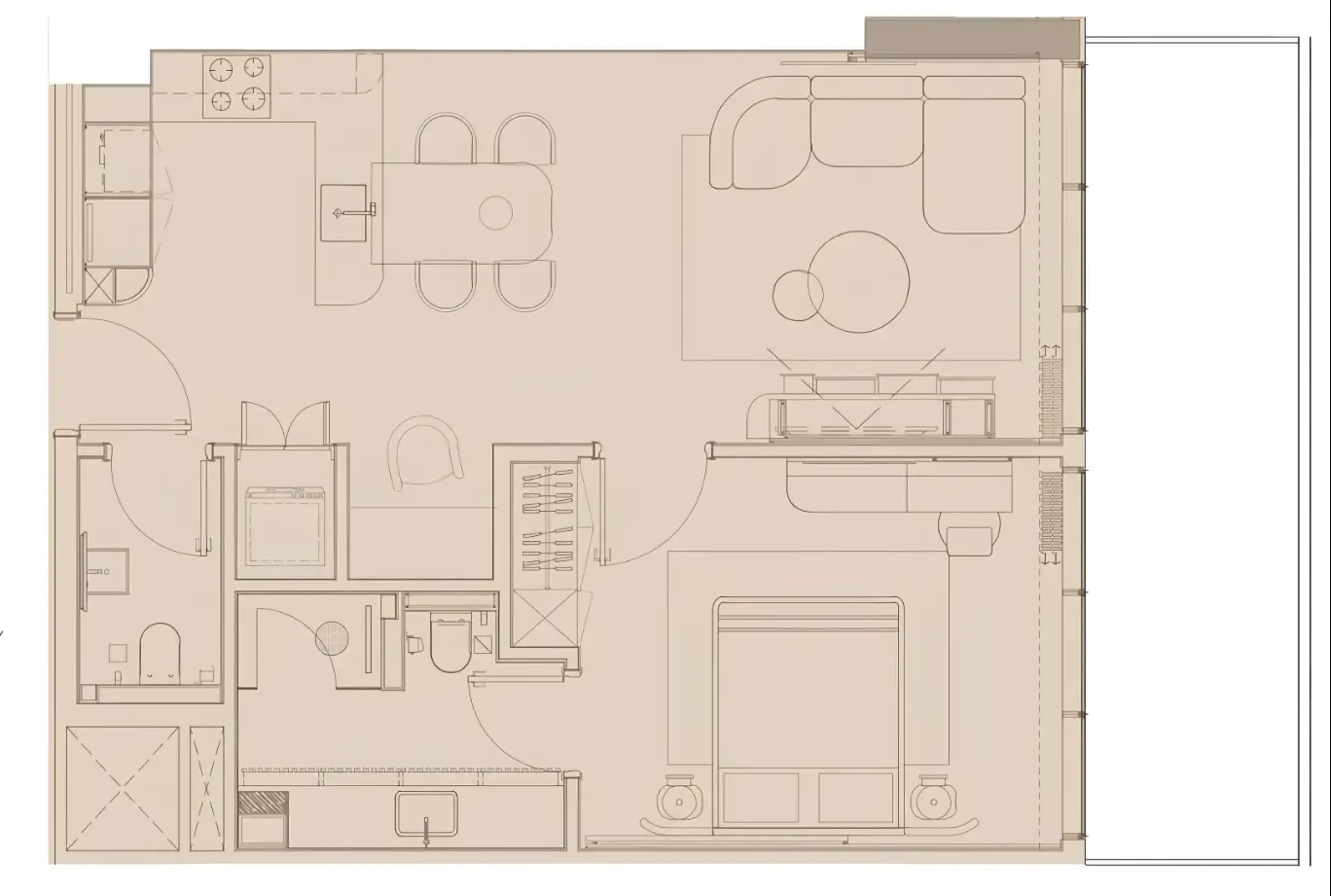 Pearl House IV 1 bed floor plan, 842 sqft