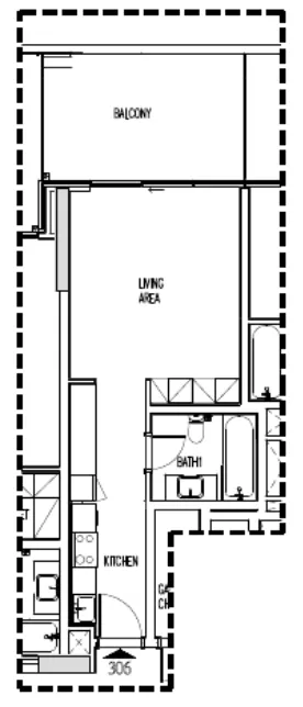 Damac Hills - Park Town Studio floor plan, 580 sqft