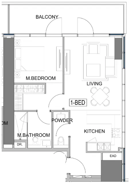 Damac Safa Gate 1 bed floor plan, 821 sqft