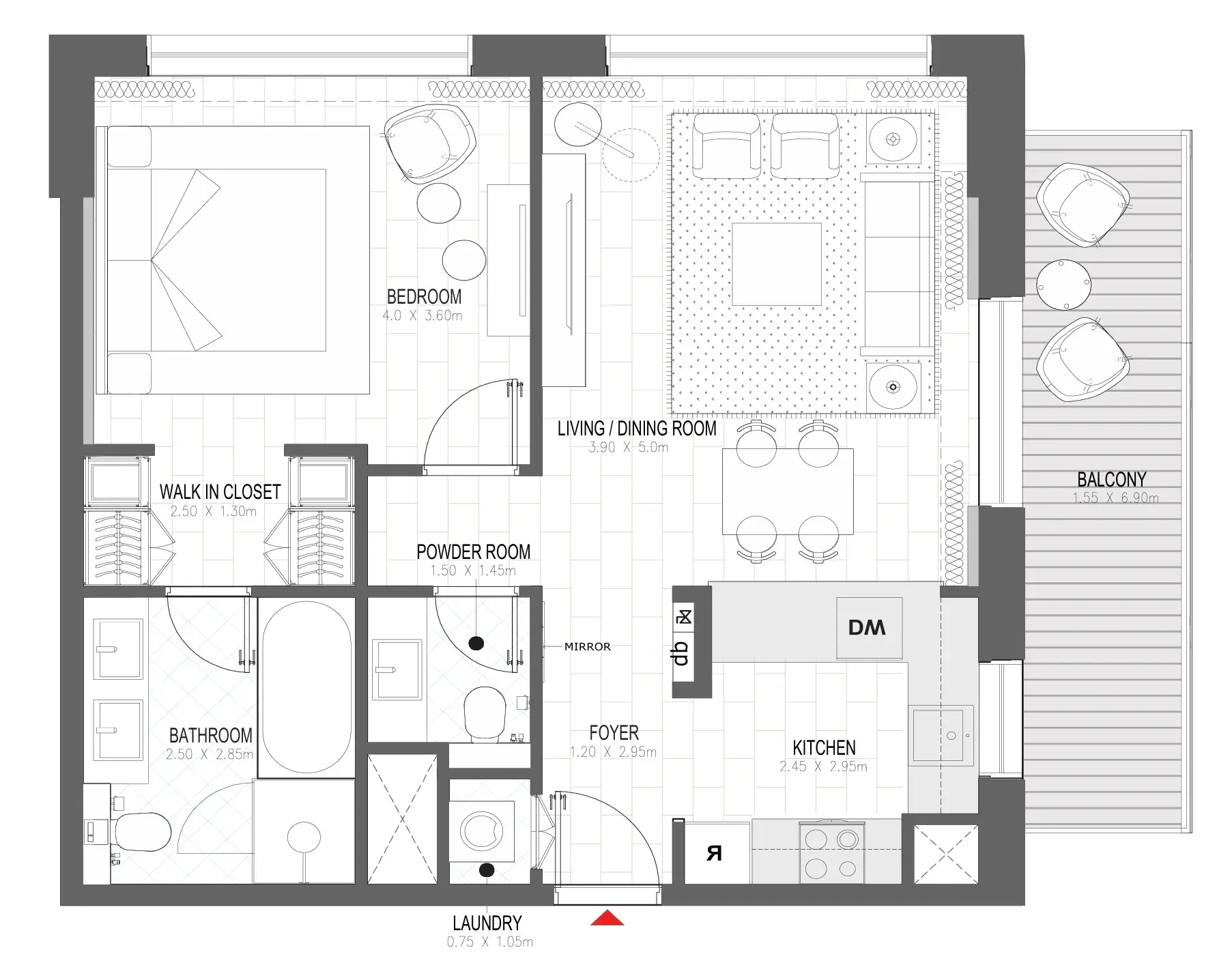 Palace Residences Al Mamsha 1 bed floor plan, 868 sqft